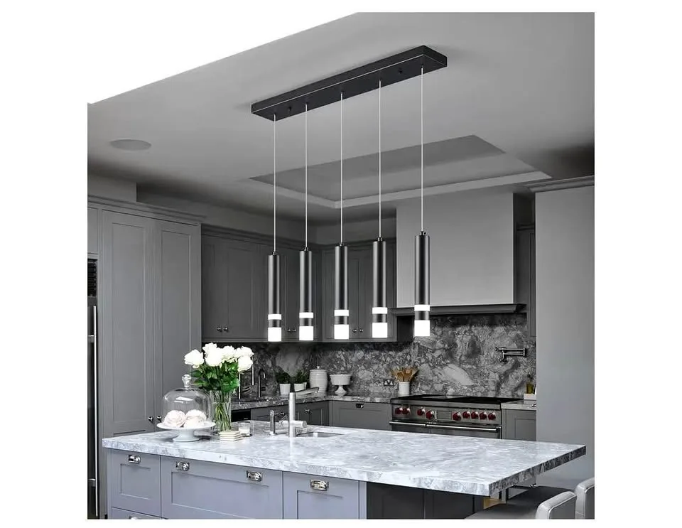 5-Light Dimmable LED Black Mini Pendant Lighting thumbnail