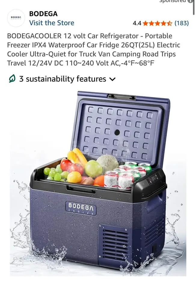 BODEGACOOLER 12 volt Car Refrigerator 26QT(25L) thumbnail