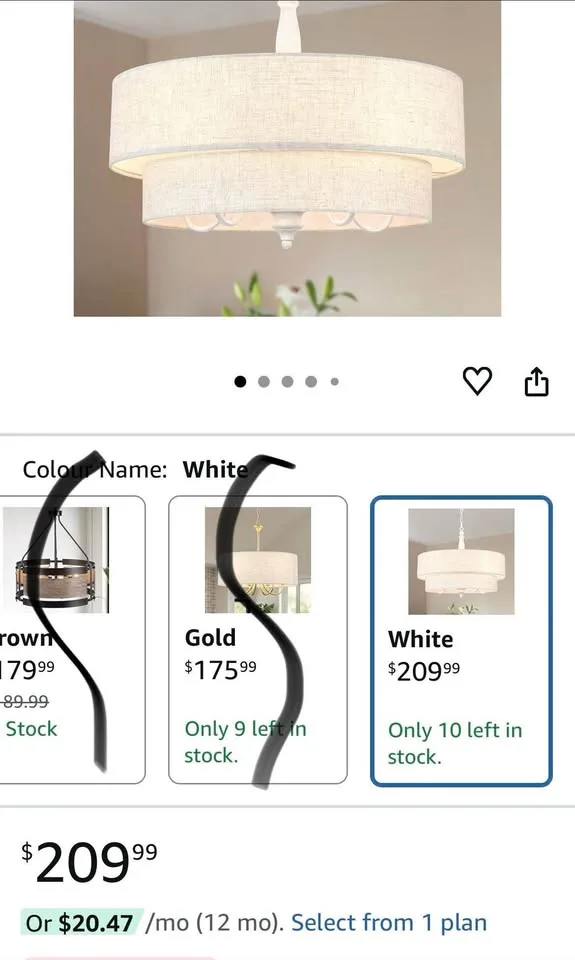 Drum Chandelier, 5-Light, Linen Shade, 21.6" image indicator(2)