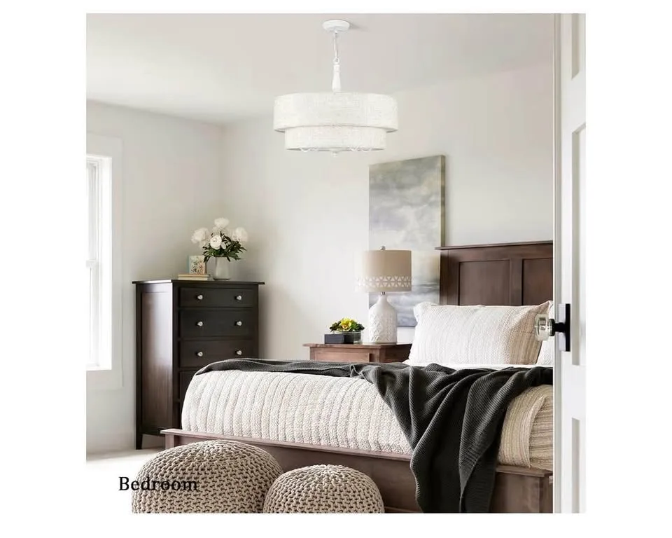 Drum Chandelier, 5-Light, Linen Shade, 21.6" image indicator(9)