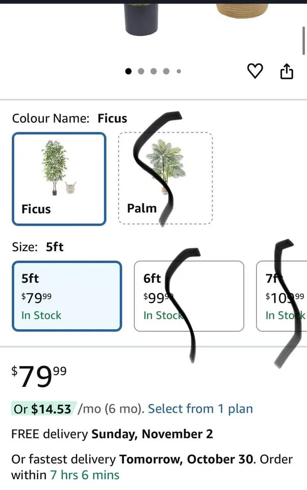 Artificial Ficus Tree, 5ft Tall Fake Ficus Tree with Basket image indicator(2)