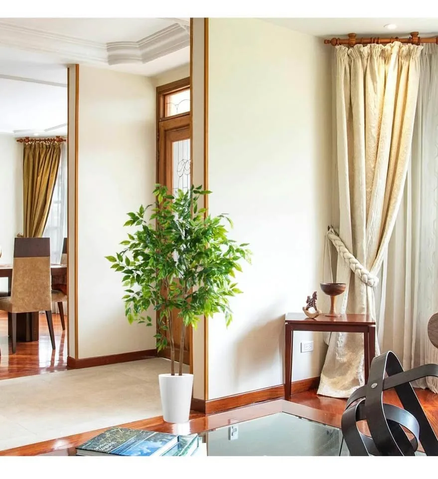 Artificial Ficus Tree, 5ft Tall Fake Ficus Tree with Basket image indicator(7)