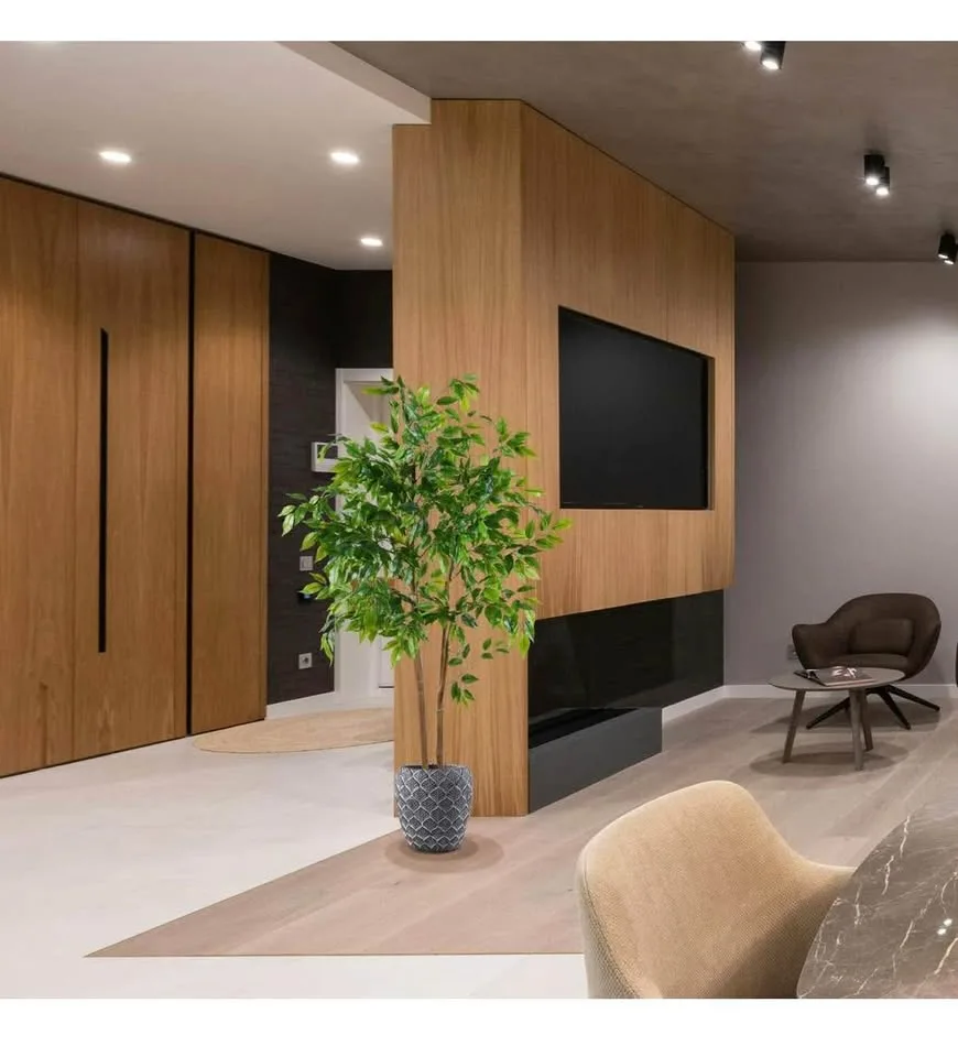 Artificial Ficus Tree, 5ft Tall Fake Ficus Tree with Basket image indicator(8)