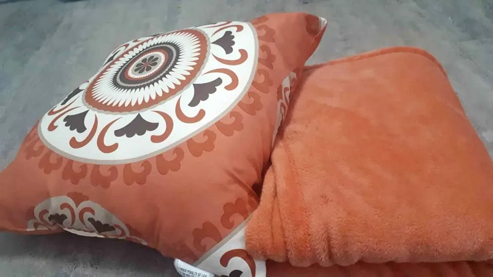 Decorative Throw Pillow and Fluffy Blanket Orange thumbnail