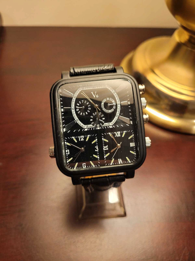 Brand New Black Multi-Dial Squared Men's Watch