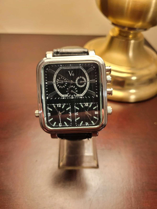 Brand New Black and Silver V6 Squared Men's Watch
