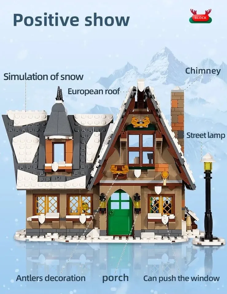 Winter village hut Building Blocks Toys Compatible with Lego image indicator(2)