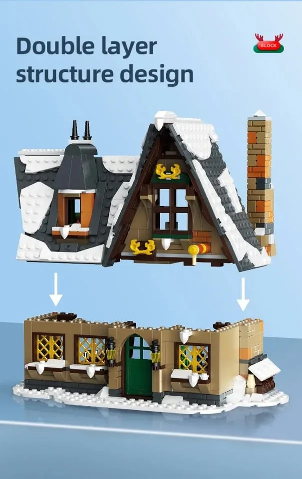 Winter village hut Building Blocks Toys Compatible with Lego image indicator(3)