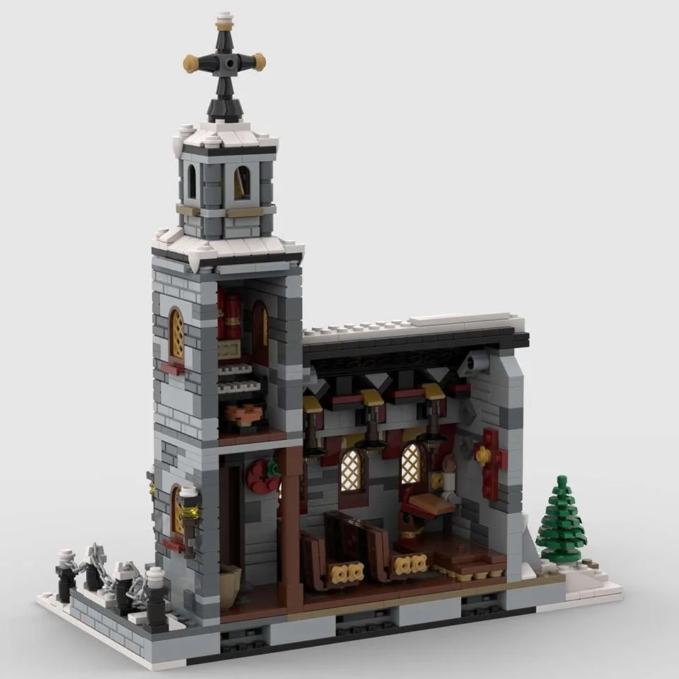Winter Village Church Building Block Kit (Compatible with Lego) image indicator(2)
