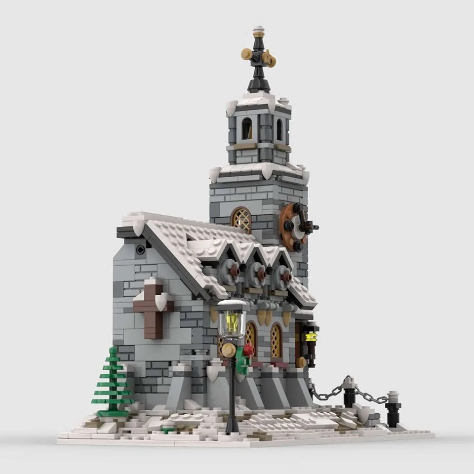 Winter Village Church Building Block Kit (Compatible with Lego) image indicator(4)