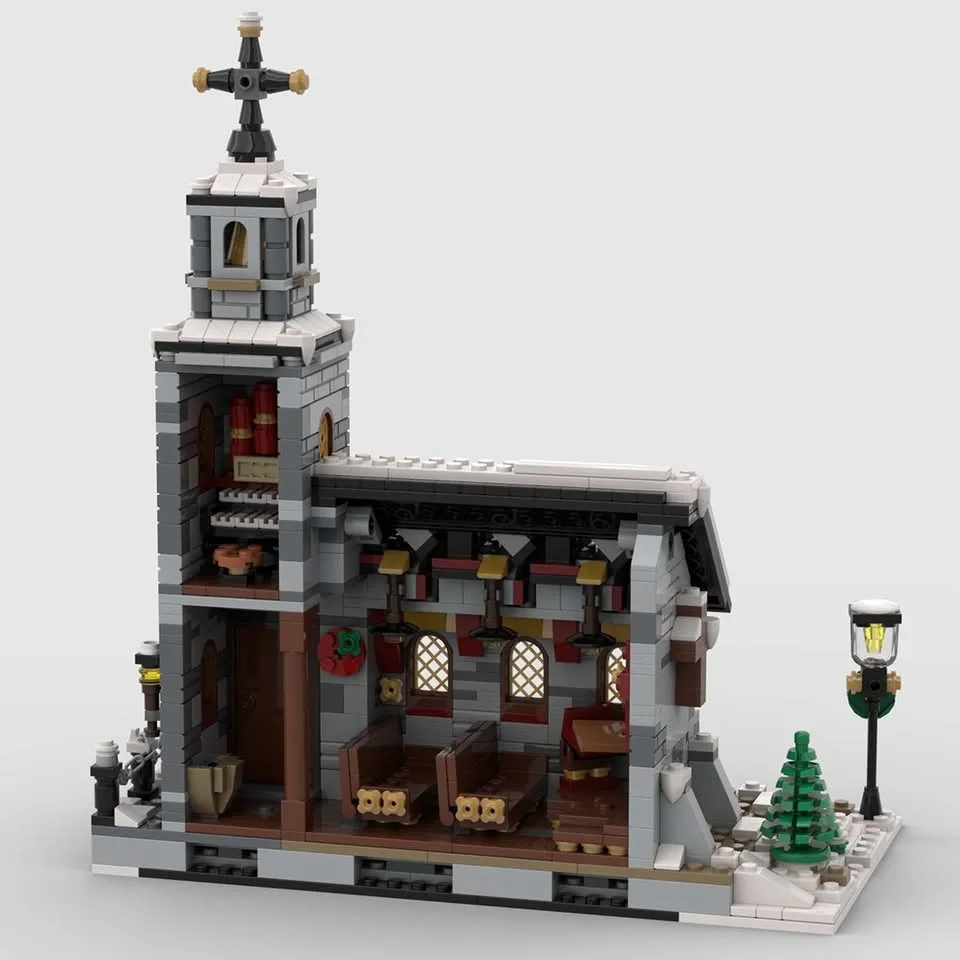 Winter Village Church Building Block Kit (Compatible with Lego) image indicator(6)