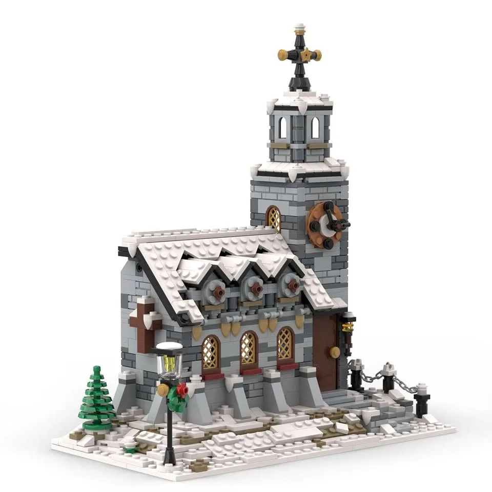 Winter Village Church Building Block Kit (Compatible with Lego) image indicator(8)