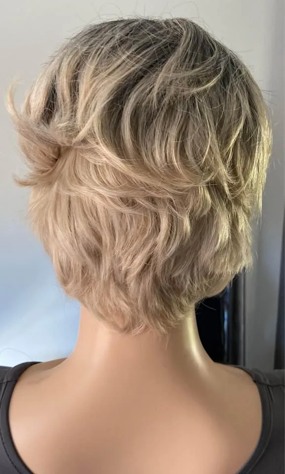 BRAND NEW: Short Sandy Blonde Highlighted Pixie Cut Wig (2173) image indicator(7)