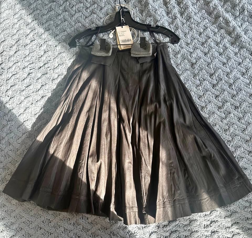 Women Leather Skirt Neutral
