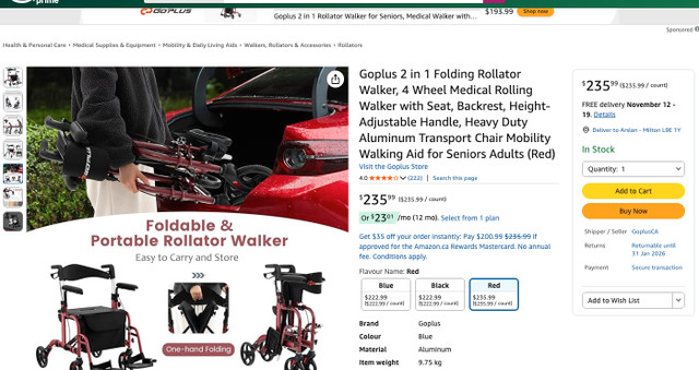 GOPLUS 2 IN 1 Folding Rollator Walker - JH10001 - photo 2