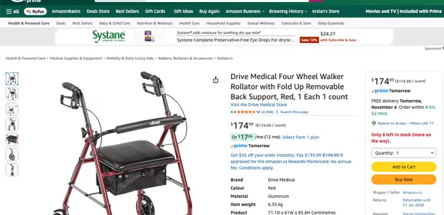 DRIVE Medical 4-Wheel Rollator Walker (10257RD-1) image indicator(7)
