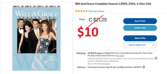 Will And Grace Season 2 DVD 4-Disc Set thumbnail