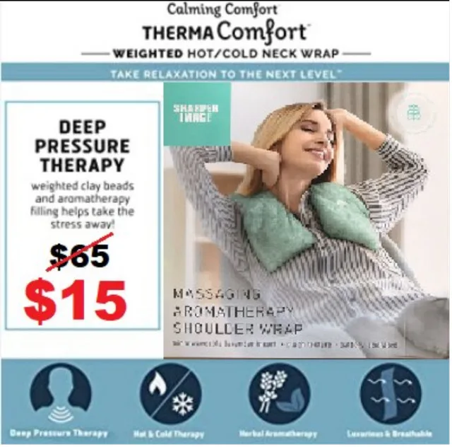 NEW SHARPER IMAGE Massaging Aromatherapy Shoulder Wrap Microwav thumbnail