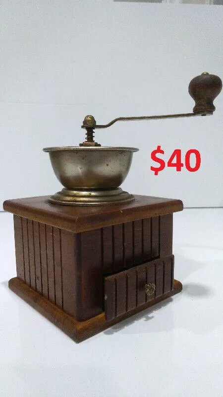Vintage Coffee Grinder Wooden bottom & Metal grinder Very good image indicator(3)