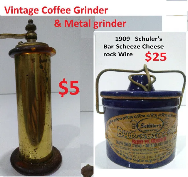 Vintage Coffee Grinder Wooden bottom & Metal grinder Very good image indicator(4)