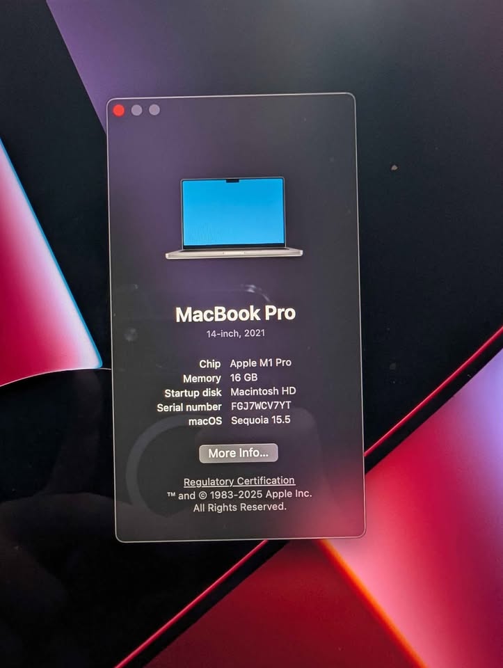 2021-14in Macbook Pro M1 Pro 16GB 500GB with charger - photo 4