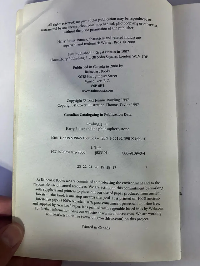 Harry Potter Book 17th Print w errors image indicator(3)