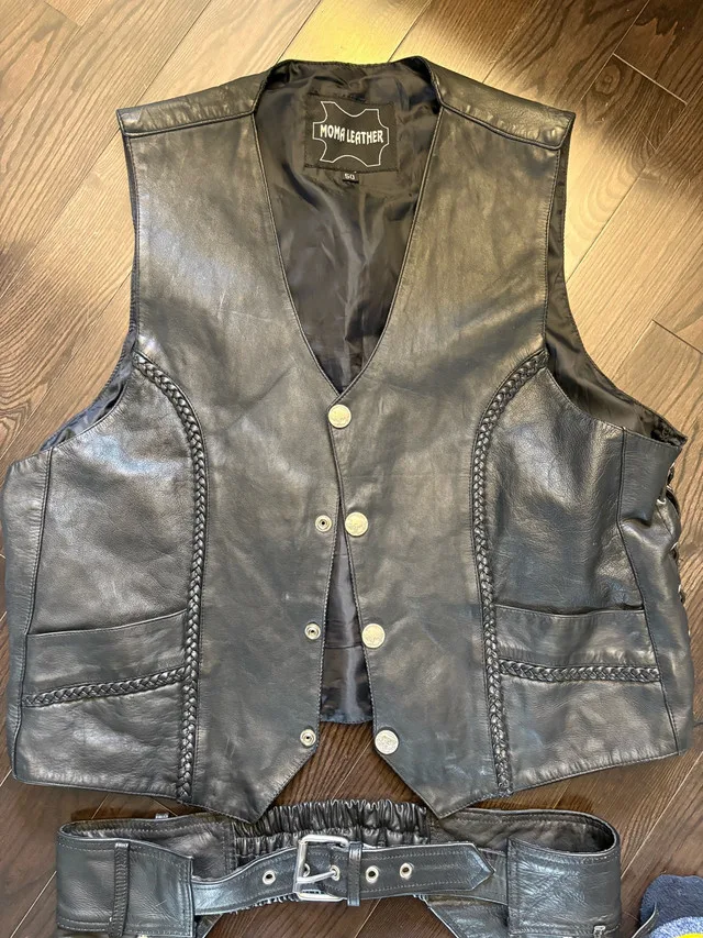 MOMA LEATHER Vest and Chaps vest 50 size XL chaps image indicator(2)