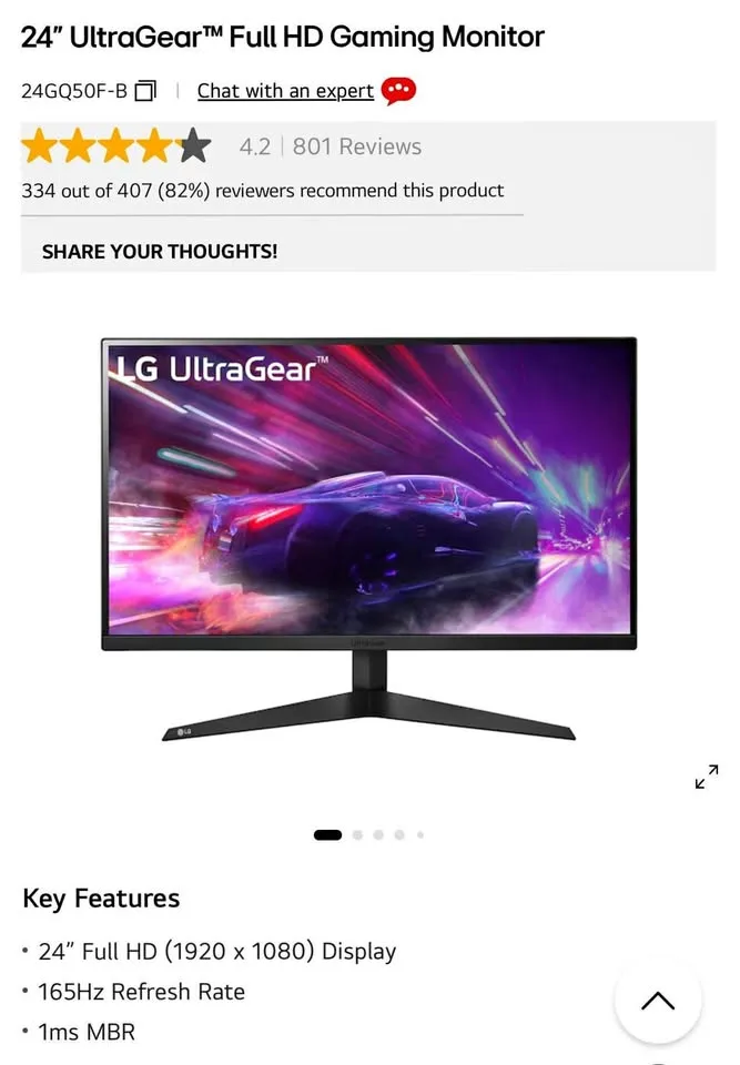 LG UltraGear 24" 165Hz Gaming Monitor