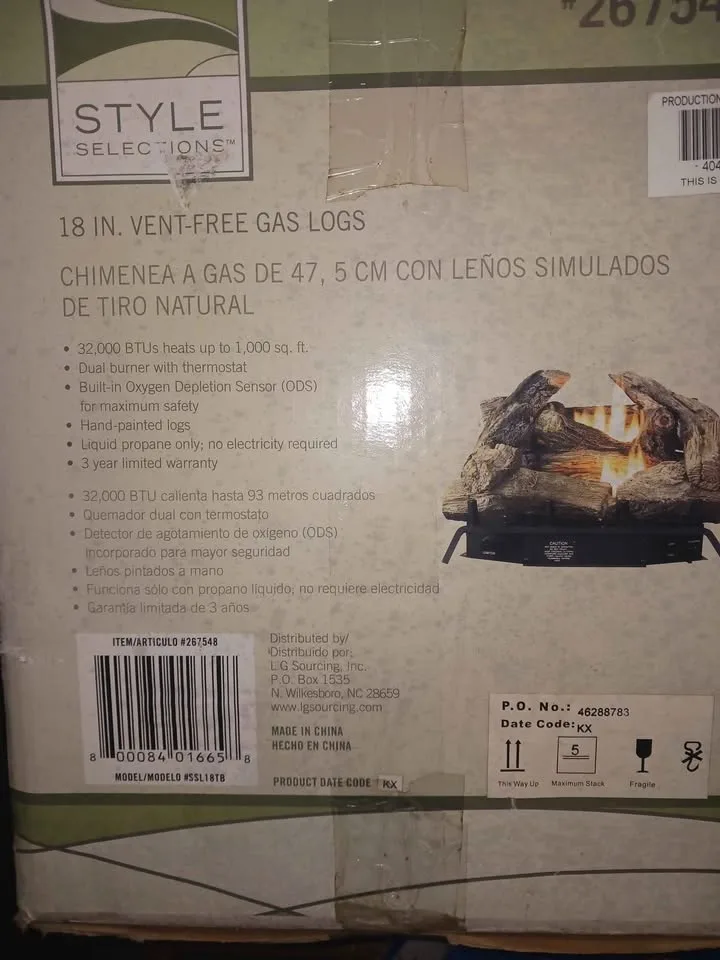 Ventless Propane Gas log fire place image indicator(2)