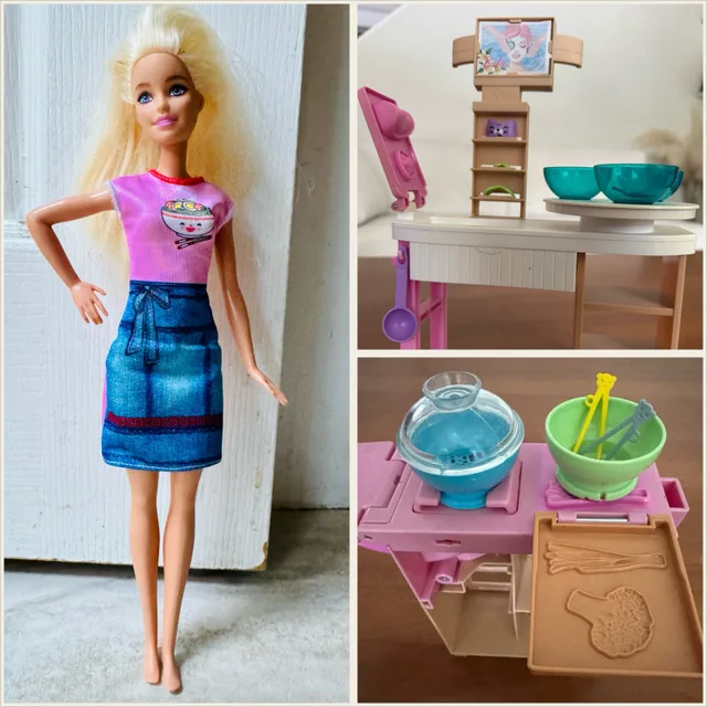Barbie Playset Bundle – Spa Day + Noodle Bar + Bonus Doll!