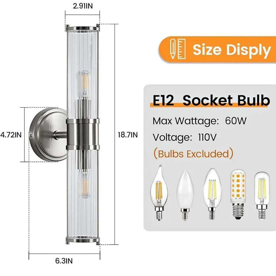Bathroom Sconce Wall Lighting - Nickel Vanity Light thumbnail