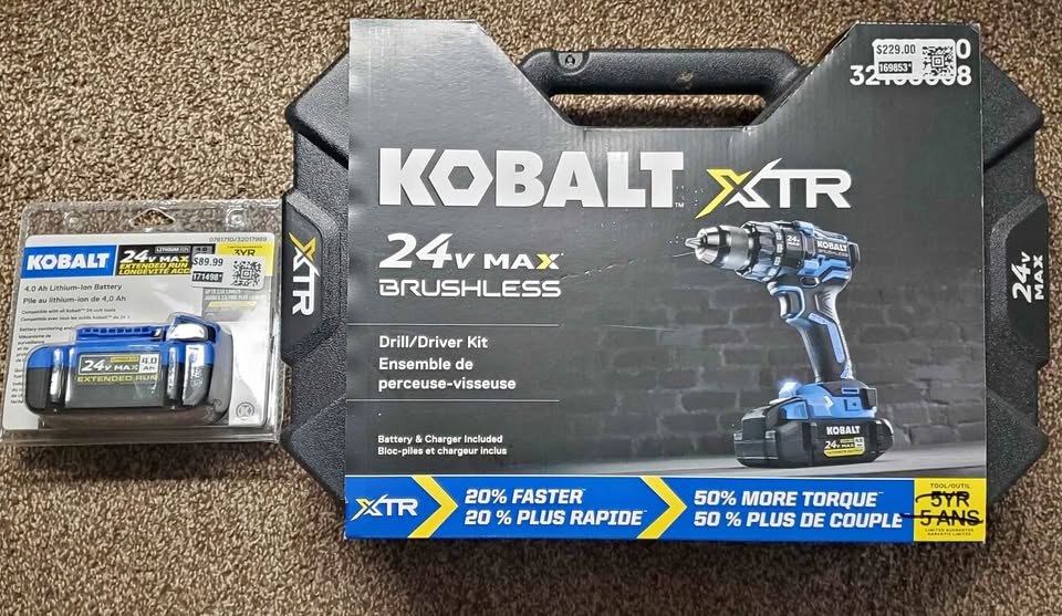 Kobalt 24V Cordless Drill 2 Batteries