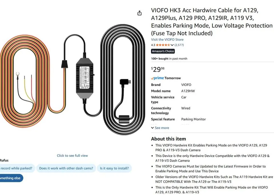HK3 Acc Dashcam Hardwire Cable image indicator(8)