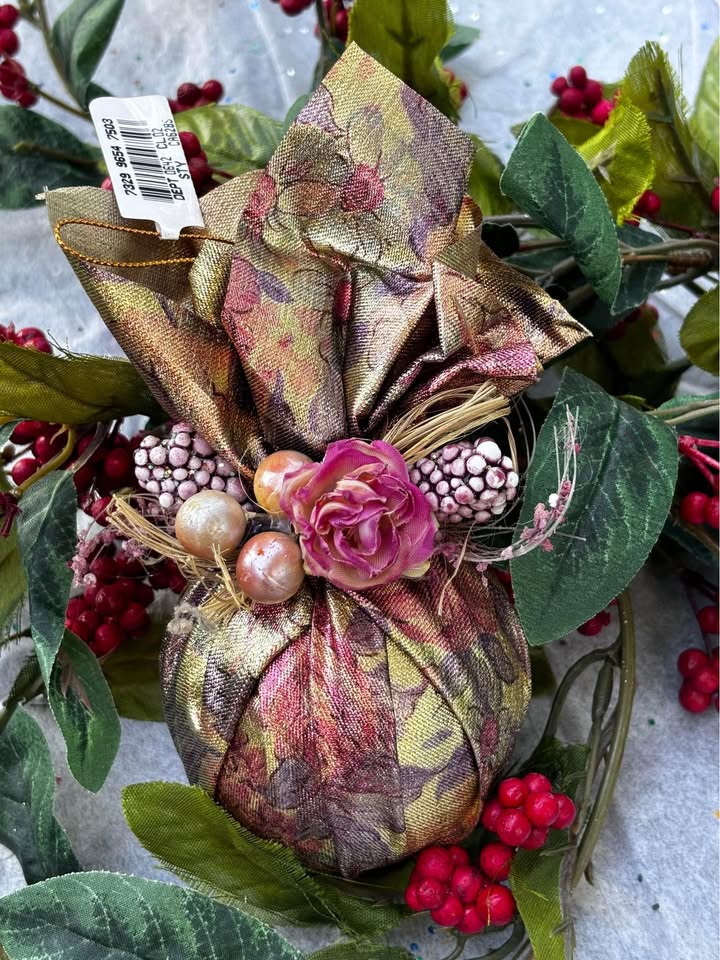 Tapestry Fabric Wrapped Glass Ornament New - photo 2