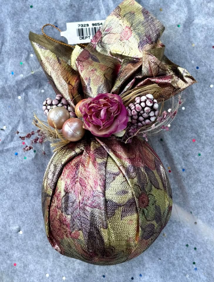 Tapestry Fabric Wrapped Glass Ornament New - photo 3