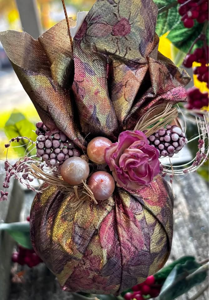 Tapestry Fabric Wrapped Glass Ornament New - photo 4