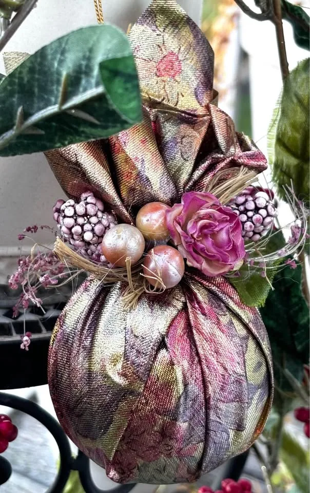 Tapestry Fabric Wrapped Glass Ornament New image indicator(6)