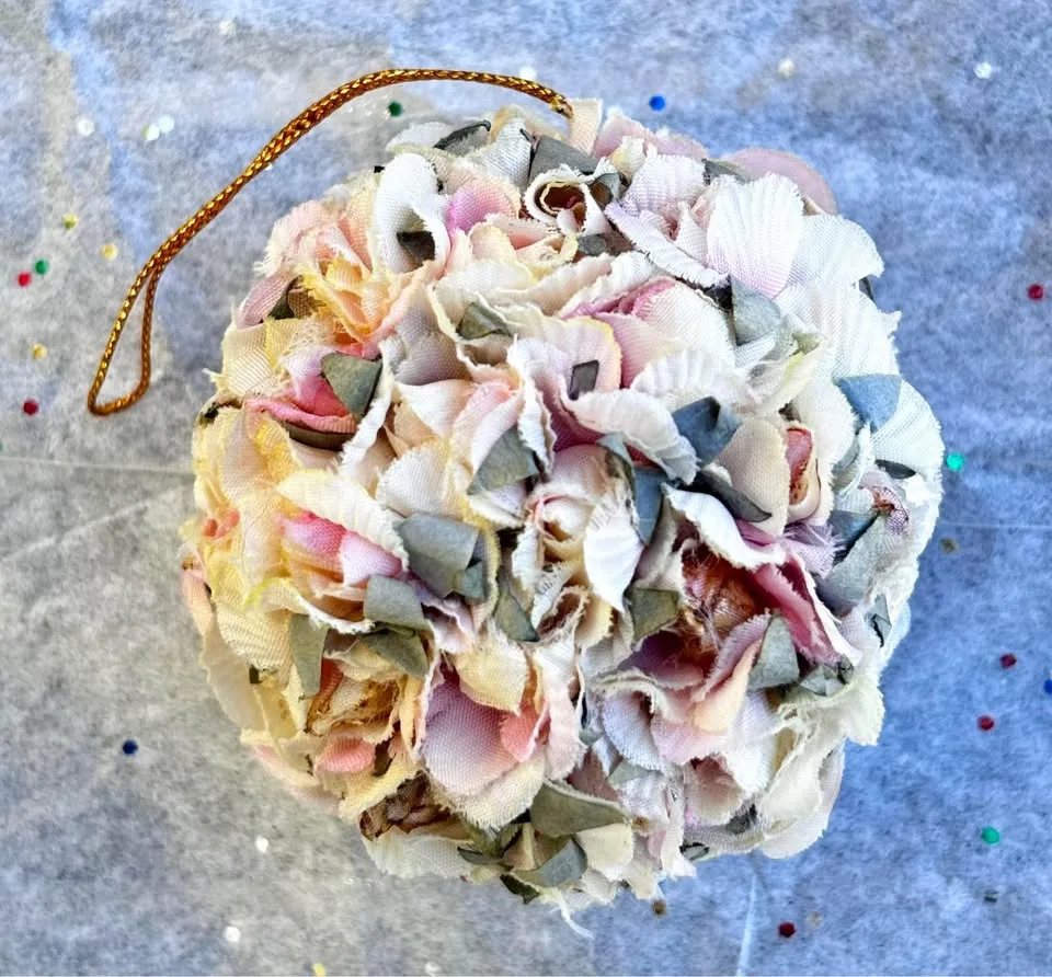 Vintage Ornament - Pink & White Floral Petal Fabric image indicator(3)