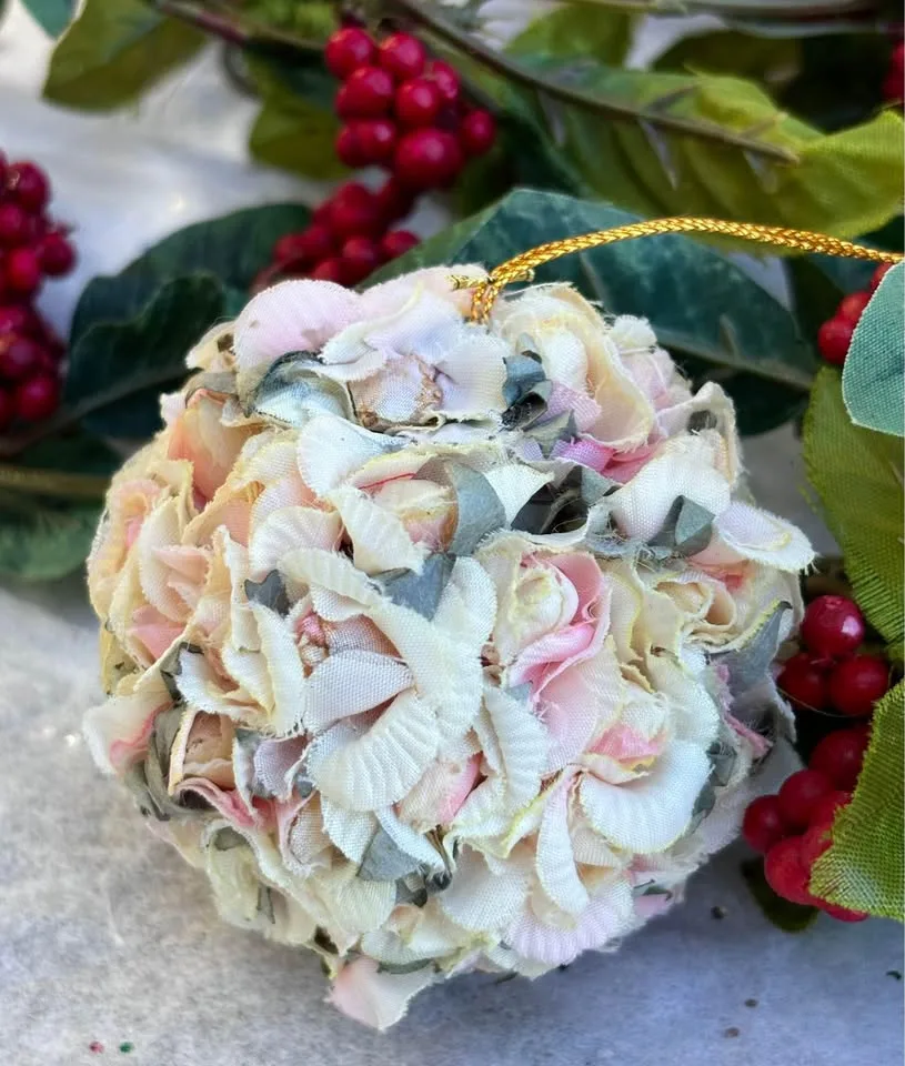 Vintage Ornament - Pink & White Floral Petal Fabric image indicator(5)