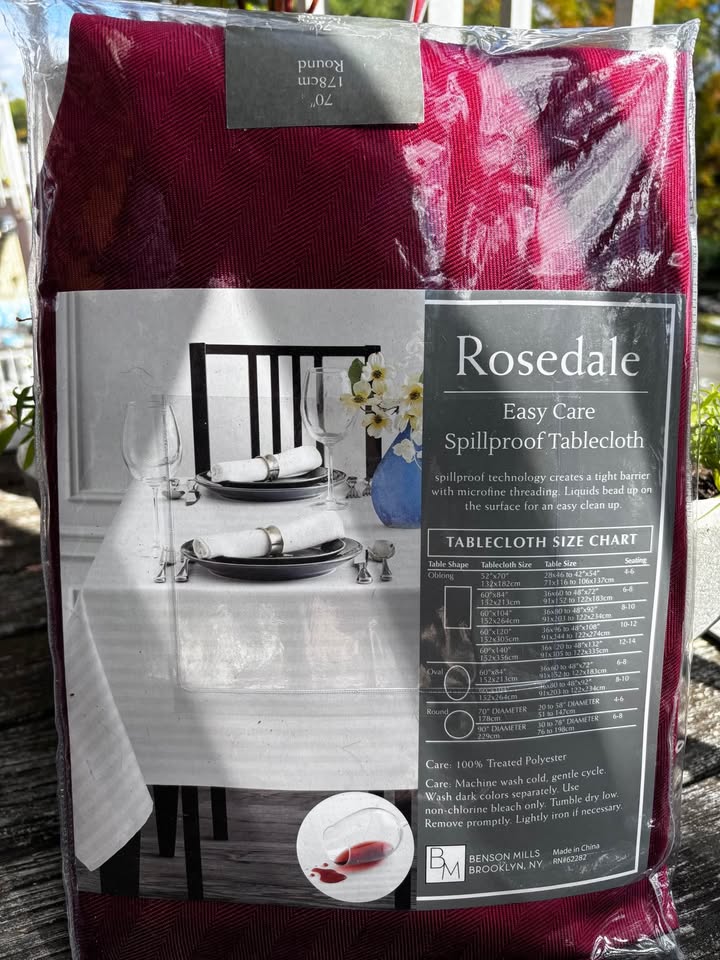 Cranberry Red Tablecloth 70” Round Spill Resistant Fabric - photo 2
