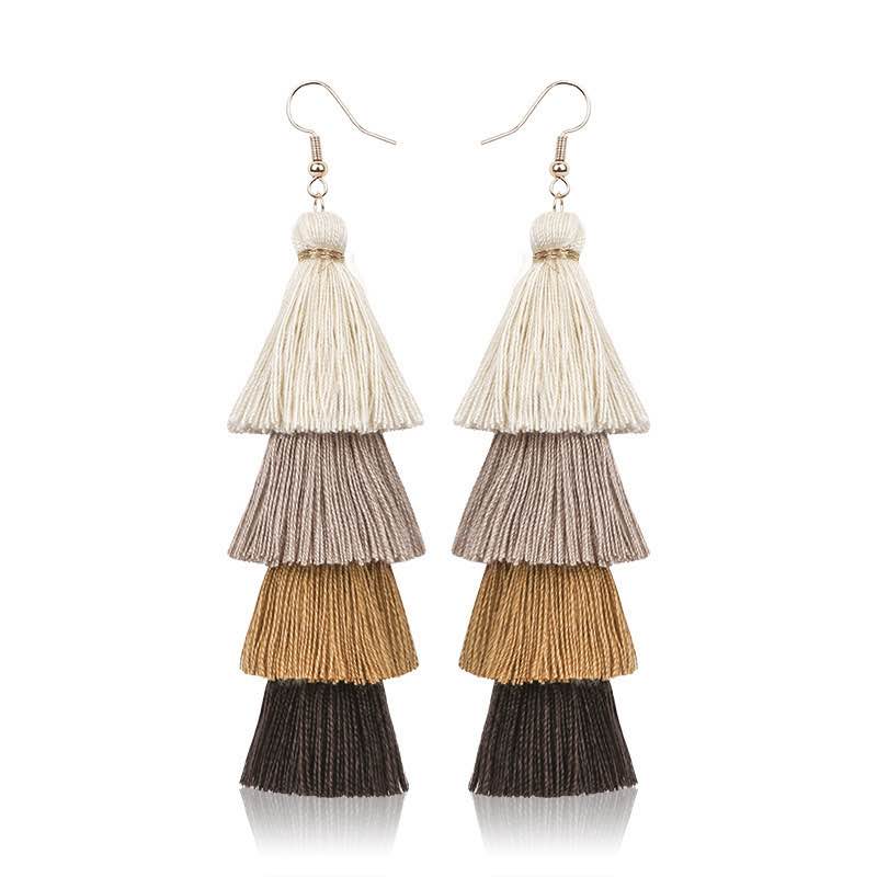 Bohemian Tassel Earrings – Coffee Brown Multi-Layer NEW - photo 2