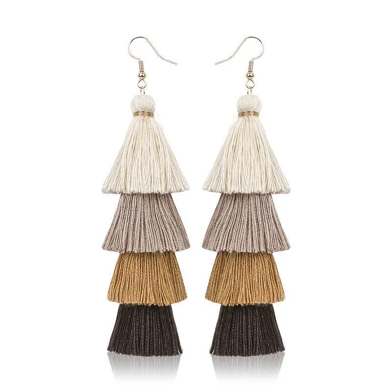 Bohemian Tassel Earrings – Coffee Brown Multi-Layer NEW image indicator(2)