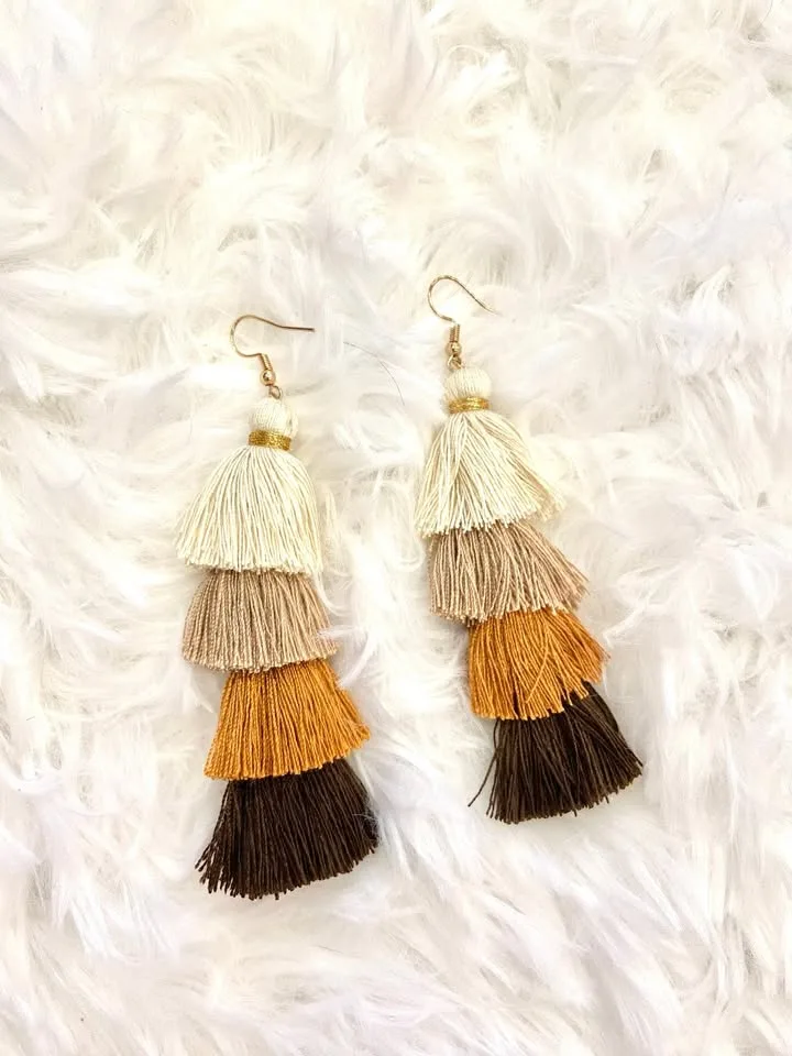 Bohemian Tassel Earrings – Coffee Brown Multi-Layer NEW image indicator(3)