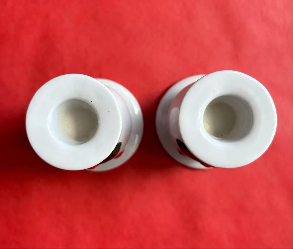 Vintage Holiday Ceramic Candlestick Holders Set of 2 image indicator(6)
