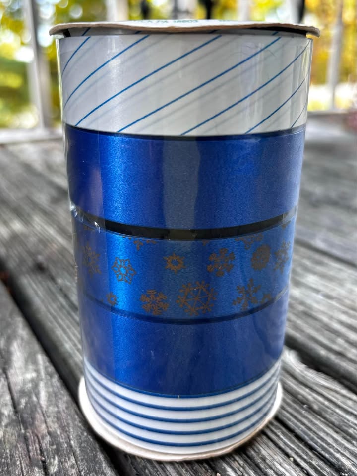Holiday Ribbon Five 10 Ft. Rolls Blue / White / Gold New - photo 2