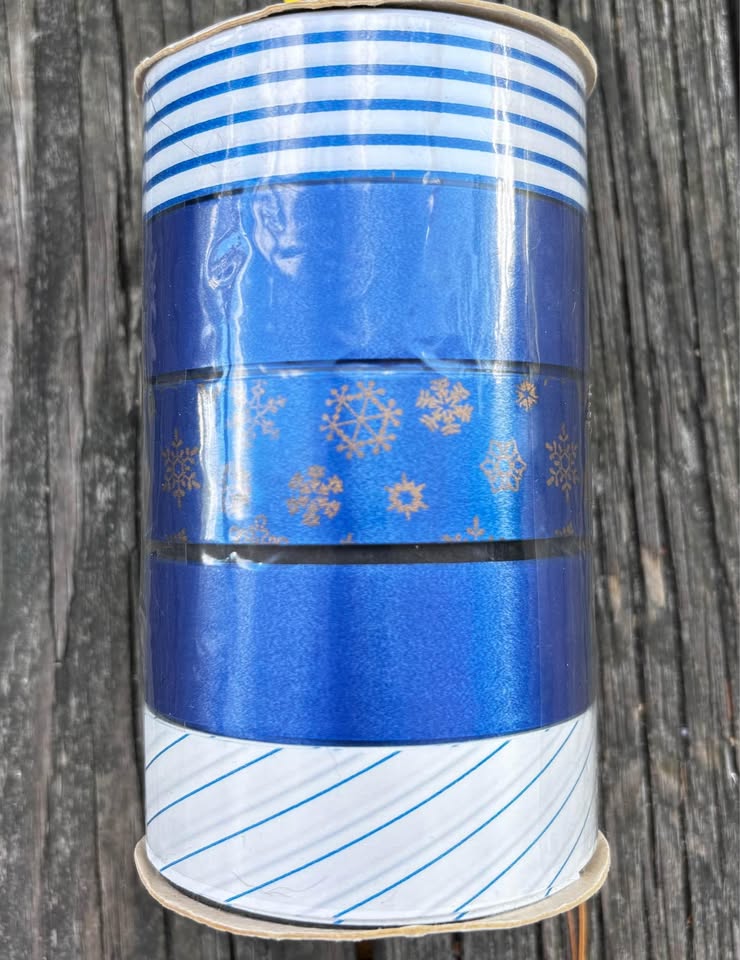 Holiday Ribbon Five 10 Ft. Rolls Blue / White / Gold New - photo 3