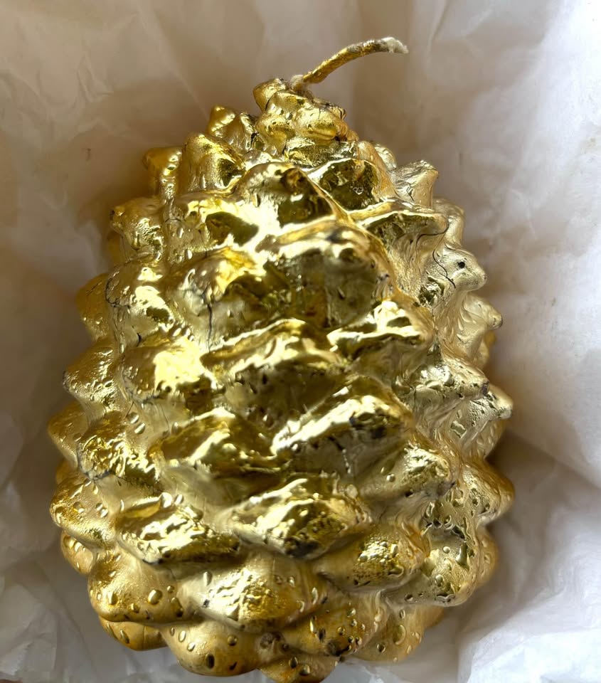 Golden Pinecone Candle Made in Italy New - photo 2