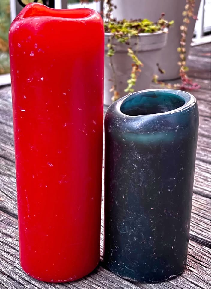 Holiday Wax Pillar Candles Set of 2 Gently Used