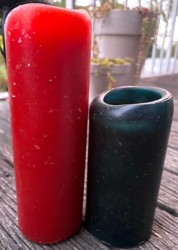Holiday Wax Pillar Candles Set of 2 Gently Used image indicator(2)
