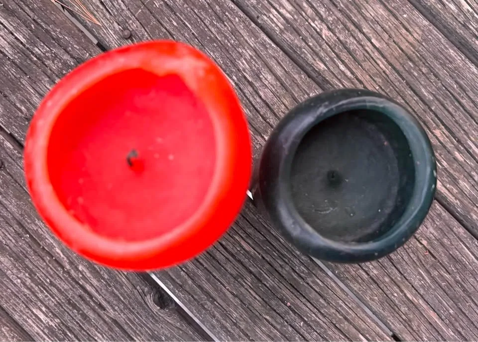 Holiday Wax Pillar Candles Set of 2 Gently Used image indicator(3)